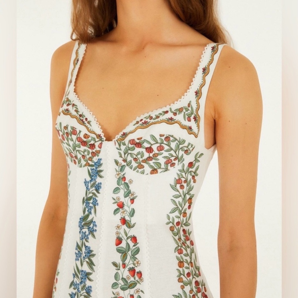 FARM RIO Cream Floral Maxi Dress with Blue & Red Accents - Picture 4 of 6